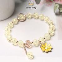 ราคา Lovely Crystal Beads Daisy Charm Fortune Bracelet for Women Girls Wrist Chain Bangle Jewelry Geoo (29329191365)