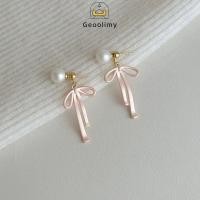 ราคา Two Wearing Style Gray Pearl Earrings High end Earrings Women Bow Tassel Earrings Geoo (28979167874)