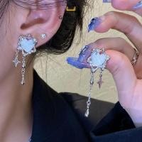 ราคา Heart Four Pointed Star Tassel Earrings Sweet Cool High end Earrings Light Luxury Earrings Geoo (28329176630)