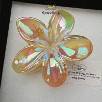 ราคา Vacation Style Shark Clip Laser Egg Flower Hair Clip Transparent Colorful Flower Hair Claw Clip Geoo (27579222317)