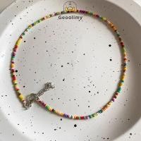 ราคา Colorful Bead Flower Pendant Necklace Female All match Sweet Necklace Korean Retro Collarbone Chain Geoo (25592509750)