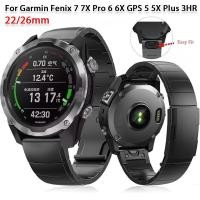 ราคา 22 26 มม ไทเทเนียม Quick Fit สําหรับ Garmin Fenix 5 5XPlus 6 6XPro 7 7X Tactix 7Pro 3 HR สายรัดข้อมือโลหะ Easy Fit นาฬิกาสร้อยข้อมือ (28259463175)
