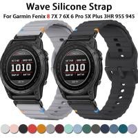 ราคา Quickfit 26 มม 22 มม Wave สายรัดซิลิโคนสําหรับ Garmin Fenix 7X 7 Pro Sapphire Solar Sports Watchband Fenix 8 6X 6 Pro 5X 5 Plus สร้อยข้อมือ (26366472472)