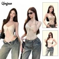 ราคา Qingsun สไตล์ลำลอง บอดี้สูท ผ้าใส่สบาย เซ็กซี่ สีแอปริคอท สายเดี่ยว ปรับสายได้ FY5078 0 (50252873076)