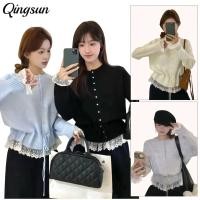 ราคา Qingsun แขนยาว คาร์ดิแกนไหมพรม คอกลม ผ้าใส่สบาย สีพื้น สไตล์เกาหลีa (46701043594)