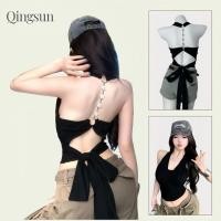 ราคา เสื้อยืดคล้องคอ ผูกโบว์ข้างหลัง แถมสายเพชรหล้องหลัง รัดหุ่น เซ็กซี่ เท่ๆ ได้หลายลุค FY2636 1 (44208838793)