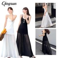 ราคา Qingsun เดรสขาว ชุดเดรสสายเดี่ยว ชุดเดรส เข้ารูป สไตล์เกาหลี ผ้าซีทรูเบาบาง เซ็กซี่ FY2940 (28093277174)