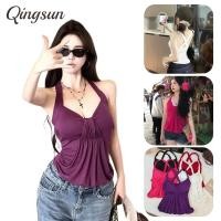 ราคา Qingsun เสื้อสายเดี่ยวผู้หญิงมีระบายโบว์ ดีไซน์ไขว้หลังเก๋ ผ้านุ่มใส่สบาย เหมาะสำหรับฤดูร้อน FY10165 0 (50006730299)