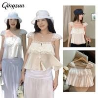 ราคา Qingsun สีขาว เสื้อแขนกุด ขอบลูกไม้ สไตล์เกาหลี มินิมอลผ้านุ่มทิ้งตัว ผ้าใส่สบาย FY2946 (43973644939)