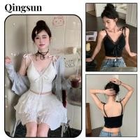 ราคา คล้องคอ เสื้อสายเดี่ยว ผ้าร่อง ผูกโบว์ ตัดขอบผ้าลูกไม้ สำหรับผู้หญิง พร้อมส่ง FY2298 H (42214355786)
