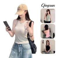 ราคา Qingsun สไตล์เกาหลีa แขนกุด เสื้อกล้ามดีเทลแต่งสายเพิ่ม น่ารักๆ สีพาสเทลน่ารักใส่สบายมาก FY66027 (42172236825)