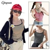 ราคา Qingsun ผู้หญิงเสื้อสายเดี่ยวลายทาง แฟชั่นซัมเมอร์ เนื้อผ้าไหมพรม สไตล์เกาหลีa FY3300 0 (41878097080)