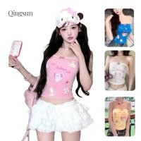 ราคา เสื้อแฟชั่น เกาะอก เสริมฟองน้ำ สีสดใส น่ารักๆ ลายน้องแมวน่ารักยืดพอดีตัว สไตล์ลำลอง FY10149 (40565690611)