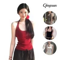 ราคา Qingsun เสื้อแขนกุด สไตล์เกาหลี เสื้อคล้องคอไหมพรม สีสดใส ยืดพอดีใส่ง่าย ราคาเบาๆน่ารักๆ W P036 (40170573980)