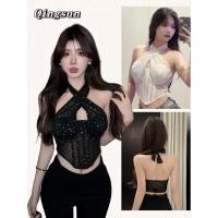 ราคา เซ็กซี่ ผ้าใส่สบาย ดีเทลแต่งเพชรรอบชุด สไตล์เกาหลีเรียบหรู FYL255 Qingsun (29238982457)