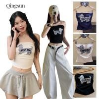 ราคา เกาะอก ผ้าใส่สบาย เสื้อเกาะอก มีฟองน้ำในตัว มินิมอล ลายน้องหมาน่ารัก สีพื้นน้ำเงินดำขาว FY66022 (27240646440)