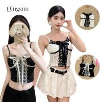 ราคา สไตล์ลำลอง พร้อมส่ง เสื้อสายเดี่ยว มีฟองน้ำน่ารักๆ แต่งลูกไม้สีพื้นขาวดำ มินมอลสไตล์ FY66023 (26640618845)