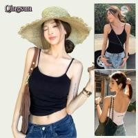 ราคา สไตล์ลำลอง ผ้าใส่สบาย เสื้อสายเดี่ยวเว้าหลังสกีนตัวอักษร ใส่สบายมาก มีฟองน้ำ หลากสี FY2128 1 Qingsun (43210914525)
