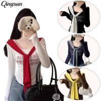 ราคา Qingsun เสื้อแขนยาว คอกลม เกาหลีสไตล์ ผ้าใส่สบาย เข้ารูป สไตล์เกาหลีa (41376964235)
