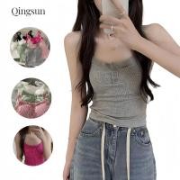 ราคา หลากสี ผ้าใส่สบาย เสื้อสายเดี่ยวไหมพรม มีฟองน้ำ ดีเทลคอลูกไม้ เสื้อยืดแขนสั้น FY9062 H (42260619987)