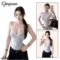 ราคา Qingsun เสื้อสายเดี่ยวคอวีลูกไม้ผู้หญิง เสื้อแขนสั้นลูกไม้ สวยเซ็กซี่ ใส่สบาย ผ้าเนื้อดี แฟชั่นน่ารัก FY10191 FY5238 0 (24448007732)