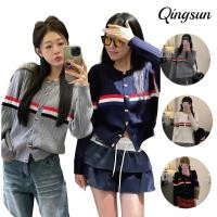 ราคา Qingsun สไตล์ลำลอง สไตล์เกาหลี ลายทาง เสื้อคลุมไหมพรมแขนยาวน่ารักมากๆ คาดิแกรน สีพื้นเรียบหรู Z X87 (43469380406)