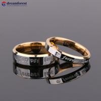 ราคา แหวนคู่ผู้ชายและผู้หญิง ทำจากเหล็กเคลือบทองคำขาว สไตล์เรียบหรู สำหรับงานแต่งงานหรือการหมั้น (40827426188)