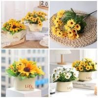 ราคา ของตกแต่งโต๊ะดอกทานตะวัน ดอกไม้ปลอม ตกแต่งบ้านและสำนักงาน กระถางต้นไม้ปลอม (57856717596)