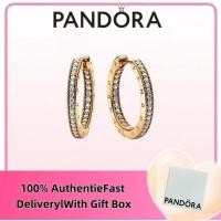 ราคา ปลอดภาษี 100 s925 เครื่องประดับเงินสเตอร์ลิงแหวนแพนดอร่าของขวัญเครื่องประดับแพนดอร่าโลโก้ลายเซ็นและต่างหูห่วงปาฟé 262738ค01 (54657080115)