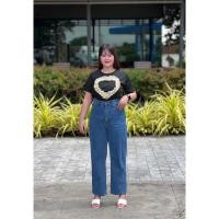 ราคา กางเกงยีนส์ขากระบอก กางเกงยีนส์สาวอวบอ้วน ป้ายประกายทับทิม มีหลายแบบให้เลือก (16124268003)