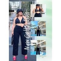 ราคา กางเกงยีนส์ขากระบอกสาวอวบอ้วน วินเทจสีดำ ผ้าไม่ยืด (23264034558)