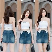 ราคา เหลือ 344 บ โค้ด INC612ZD G D Jeans กระโปรงกางเกงยีนส์ผ้ายืด เอวสูงเอวพับ (25582670011)