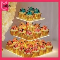 ราคา 3 4 ชั้นอะคริลิค Cupcake ขาตั้งจอแสดงผล LED Light Cupcake Tower ขาตั้งมัลติฟังก์ชั่เค้กเสิร์ฟ Platter สําหรับ Party Decor (48956904081)