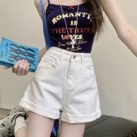 ราคา โปรฯจำกัดเวลา ยีนส์ขาสั้นสีขาวผู้หญิง ทรง A line เอวสูง สวมใส่ง่าย ลายละเอียดบางสไตล์สำหรับฤดูร้อน (54157365824)