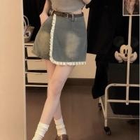 ราคา กระโปรงยีนส์เอวสูงสไตล์ย้อนยุค สำหรับฤดูร้อน ทรงกระโปรงสั้น (52307151578)