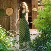 ราคา ชุดสลิงผู้หญิงลายสก๊อตสีเขียวสด ออกแบบให้มีความอ่อนหวาน เอวเล็ก และดูผอมเพรียว มีกระโปรงยาวและเชือกที่ระบายคอ (51107155502)