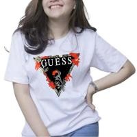 ราคา ใหม่ GUESS Inverted Triangle พิมพ์ผู้หญิง XS 3XL เสื้อยืดแขนสั้นผ้าฝ้าย 100 200GSM PTEMIUM คุณภาพสูง (53704942905)