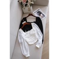 ราคา เสื้อครอปผ้าเทปแขนยาวชีฟองมีซิปหลัง (52306637334)