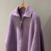 ราคา สีม่วงซิปยืนปกเสื้อกันหนาวฤดูใบไม้ร่วงฤดูหนาวอเนกประสงค์หนาอบอุ่นแรคคูนกํามะหยี่นุ่มและขี้เกียจเสื้อกันหนาว (42825676674)