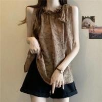 ราคา เสื้อชีฟองแขนกุดสไตล์จีนใหม่ สำหรับผู้หญิง พร้อมเชือกแขวนคอ (56106883913)