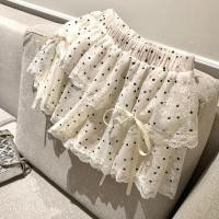 ราคา กระโปรงโบว์เอวสูง ทรงเอ ลูกไม้ ลายจุด สไตล์หวานปุย (53207148565)