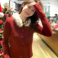ราคา เสื้อกันหนาวสีแดงหนานอก สไตล์เกาหลี สวมใส่ได้ในฤดูหนาว (52453433938)