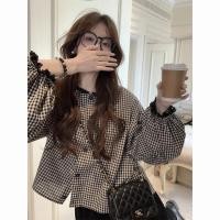 ราคา การออกแบบเสื้อลายสก๊อตสีดํากับลูกไม้ประกบออกแบบญี่ปุ่นลายสก๊อตเสื้อเชิ้ตแขนยาวผู้หญิงอเนกประสงค์ในฤดูใบไม้ผลิและฤดูใบไม้ร่ว (51557307531)