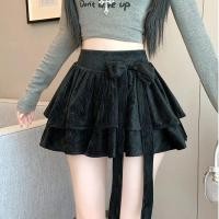 ราคา กระโปรงเค้กสำหรับผู้หญิง สไตล์บัลเล่ต์เอวสูง มีโบว์และเนื้อผ้าลูกฟูกพัฟ (50607145379)