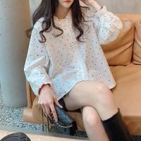 ราคา เสื้อเชิ้ตสีขาวแขนยาวสำหรับผู้หญิงสไตล์เกาหลี มีลายดอกไม้เล็กๆ ทั่วตัว (47957322664)