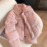 ราคา เสื้อแจ็คเก็ตผ้าลูกฟูกปกสีชมพูสั้นใหม่หลวมเรียบง่าย (42877776861)