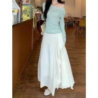 ราคา กระโปรงสีเบจสไตล์อ่อนโยนผู้หญิงฤดูกาลอารมณ์ที่เรียบง่ายผ้าม่านออกแบบซอกเก๋กระโปรงยาวผิดปกติ (40729146817)