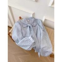 ราคา เสื้อชีฟองผู้หญิงแขนยาว สีฟ้าลายจุดพร้อมโบว์ ทรงหลวมใส่สบาย (40429315978)