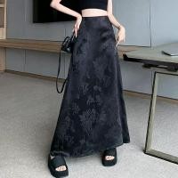 ราคา ใหม่สไตล์จีนซาตินครึ่งกระโปรงผู้หญิงฤดูใบไม้ผลิฤดูใบไม้ร่วงเอวสูงบาง ก เส้น กระโปรงยาวปานกลางสไตล์อารมณ์สีเข้ม ผ้าแจ็คการ์ด ห่อกระโปรงสะโพก (29603762889)