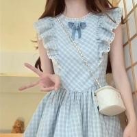 ราคา ชุดเดรสกระโปรง แขนพอง เข้ารูป ลายสก๊อต สีฟ้า สําหรับสตรี (25660785795)